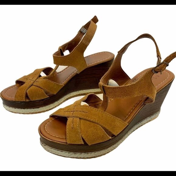 Mariella Italian Brown suede wedge sandals Sz 40 - Picture 3 of 8